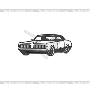 Retro model vehicle, classic coupe sports car - vector image