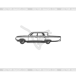 Classic retro car, vintage roadster automobile - vector image