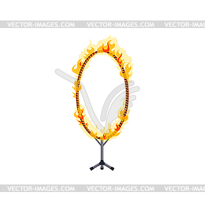 Vintage circus show, animal taming fire ring - vector clipart