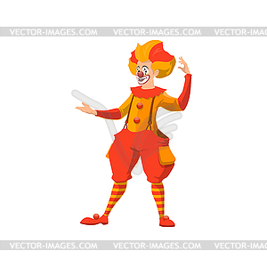 Vintage circus show, clown in costume - vector image