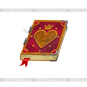 Valentine day, love spells and bride diary book - color vector clipart