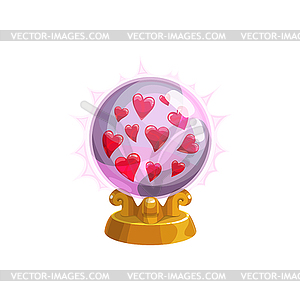 Valentine day and wedding, hearts in crystal ball - vector clipart