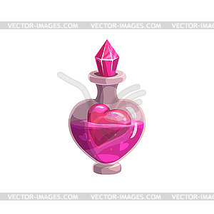 Valentine day, magic love potion in crystal bottle - vector clip art