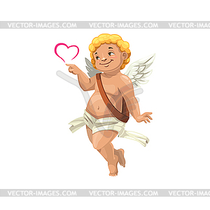 Valentine day, cupid angel with heart and arrows - vector image