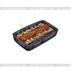 Beef enchiladas mexican casserole sketch - vector image