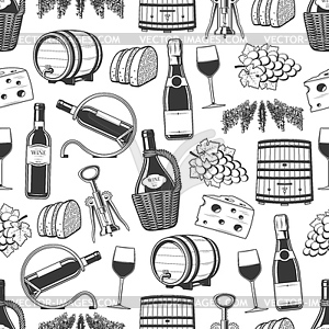 Wine making and tasting seamless pattern - vector clip art