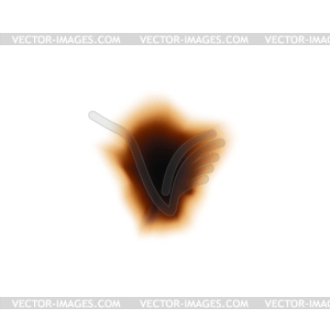 Burnt hole in paper sheet damaged surface - vector clip art