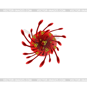 Red bacterium with tentacles virus cell - vector image