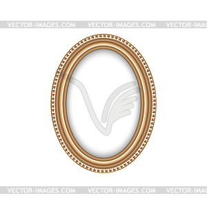 Golden oval border picture mirror frame - vector clipart