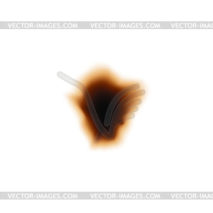 Сгоревшее отверстие в поврежденном листе бумаги - векторный рисунок
