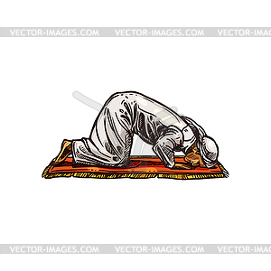 Prayer on worship carpet salaah namaz - vector clip art