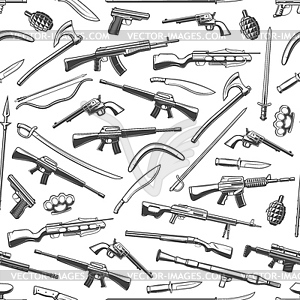 Weapons, guns, rifles, knives seamless pattern - vector clip art