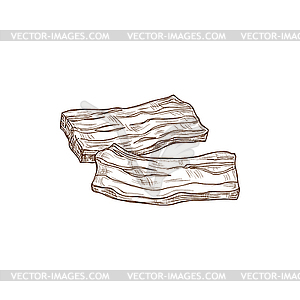 Slices of pork, veal or beef meat sketch - vector image