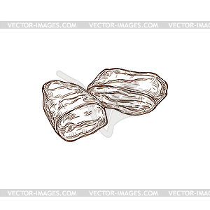 Meat liver pieces butchery food sketch - vector image