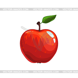 Яблоко с листьями осенних или летних фруктов - векторизованное изображение