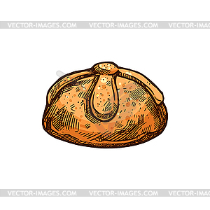 Bun with meat or fruit, baked Cinco de Mayo food - vector image