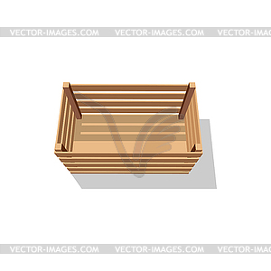 Wooden box or empty container crate - vector image