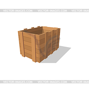 Empty wooden box, transportation container mockup - vector clipart