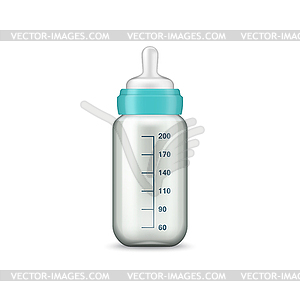 Milk bottles with pacifiers mockups icons - vector clip art