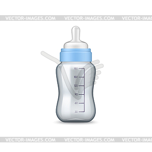 Breastfeeding, baby milk bottle with pacifier - vector clipart / vector image