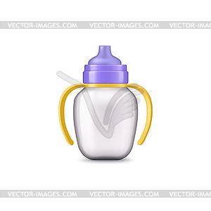 Baby feeding bottle with milk dairy food - vector clipart