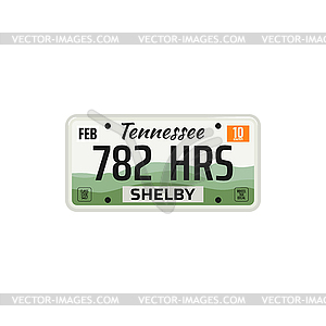 Car registration number and license plate in USA - vector image