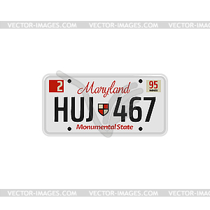 Автомобильный регистрационный номер и номерной знак в США - векторное изображение EPS