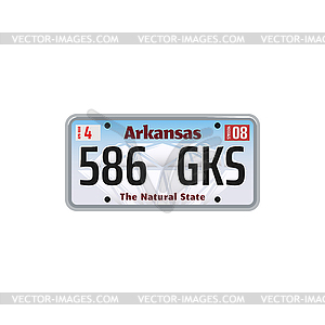 Car registration number and license plate in USA - stock vector clipart