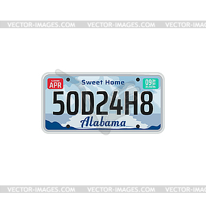 Автомобильный регистрационный номер и номерной знак в США - векторный дизайн