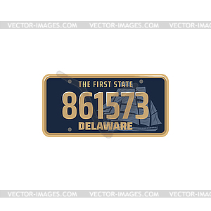 Car registration number and license plate in USA - vector clip art