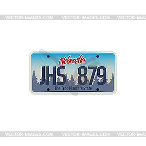 Car registration number and license plate in USA - vector image