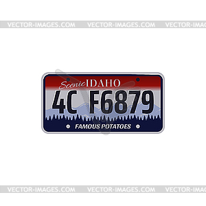 Car registration number and license plate in USA - vector clipart