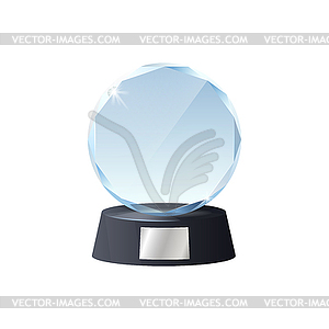 Glass trophy, award, prize. Crystal win cup - vector image