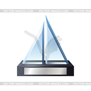 Glass trophy, award, prize. Crystal win cup - vector clipart