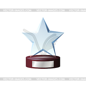 Glass trophy, award, prize. Crystal win cup - vector image