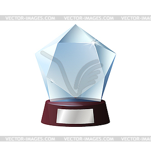 Glass trophy, award, prize. Crystal win cup - vector clipart