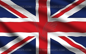 Великобритания флаг, реалистично размахивая Юнион Джек - цветной векторный клипарт