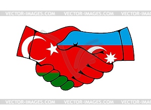 Handshake with flags of Turkey and Azerbaijan - vector clip art