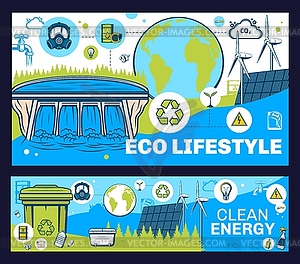 Ecology, environment, eco green clean energy - vector clipart