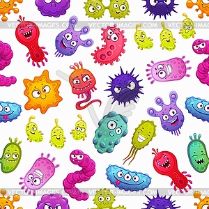 Virus, bacteria and germ cartoon seamless pattern - vector image