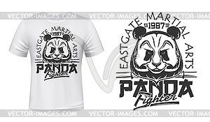 Panda t-shirt print mockup of fighting sport club - vector clipart