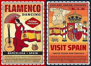 Spanish flamenco, museum, Spain travel and tourism - vector image