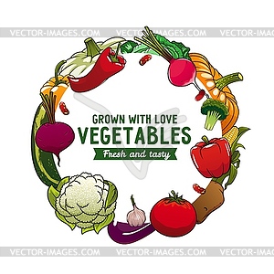 Vegetables banner with farm harvest veggie food - vector clip art