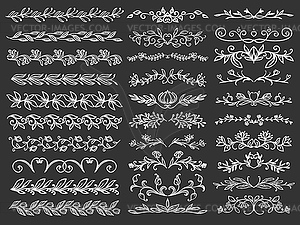 Line borders and dividers with floral ornament - vector clipart