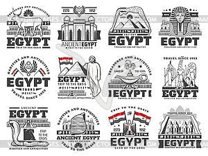 Egypt culture, history, religion and travel icons - royalty-free vector image