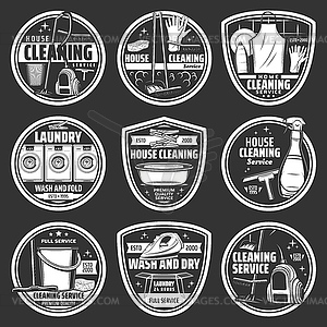 House cleaning or laundry service icons - vector clipart