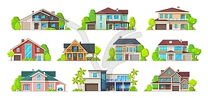 House, home, cottage building icons of real estate - vector image