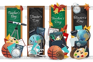 Teachers day chalkboards banners - vector image