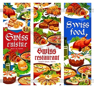 Swiss food cuisine restaurant banners set - vector clipart