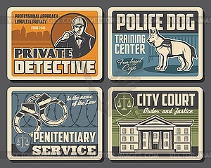 Police, detective, justice, court, law and order - vector clipart / vector image